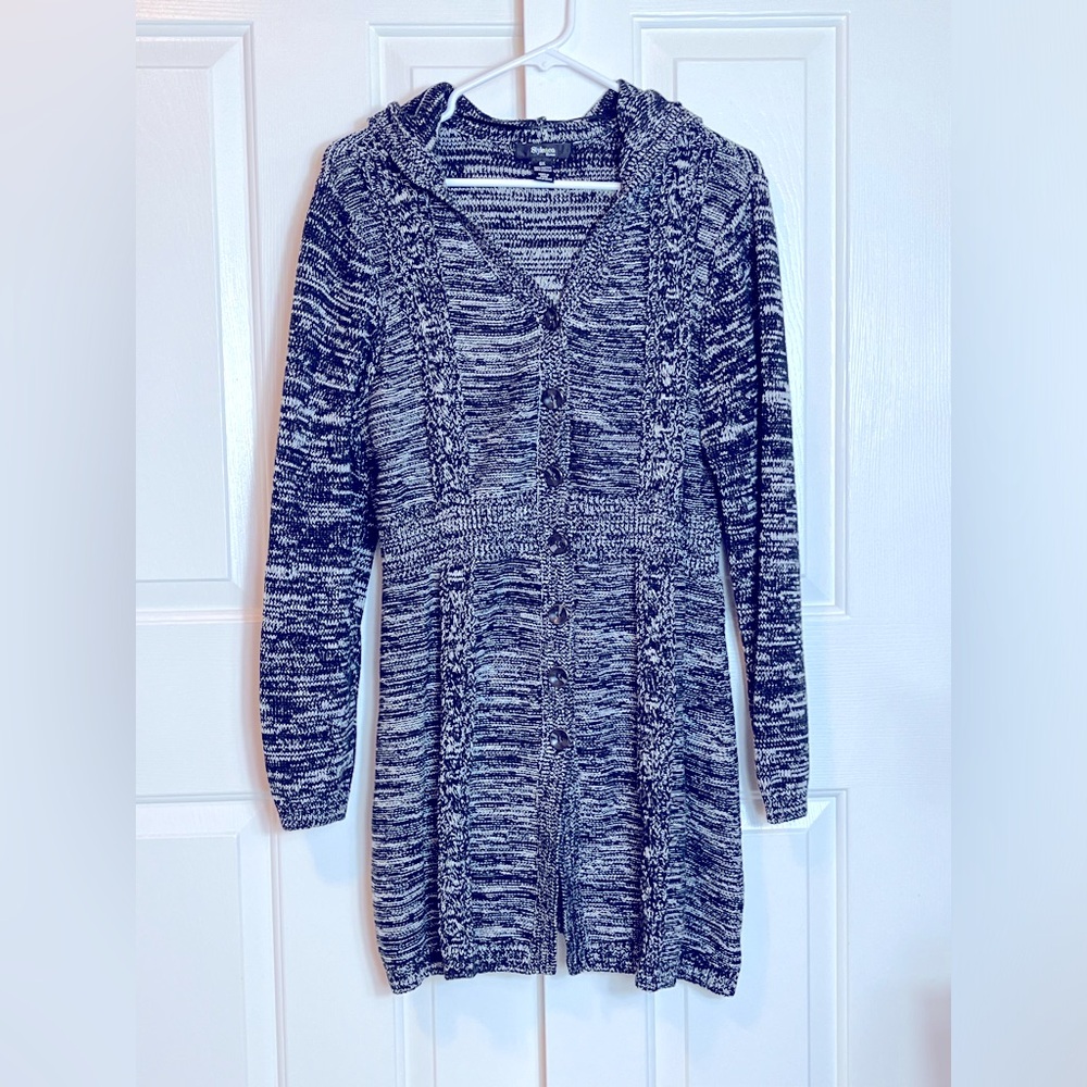 Style & Co, size 0x, Dark Blue & White, Sweater Dress, Button Up